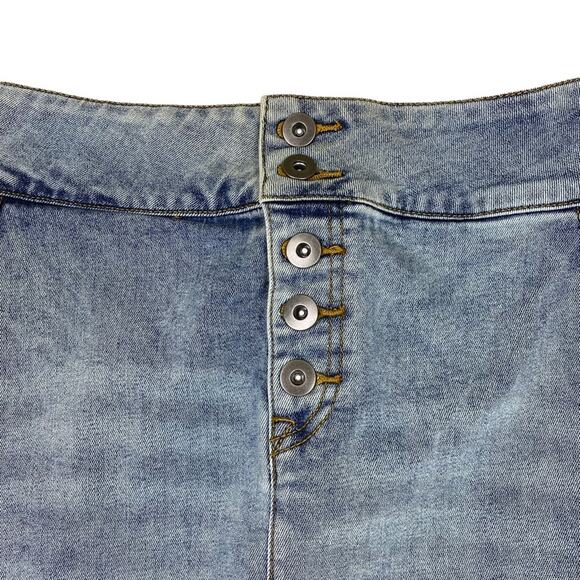 Prana Womens Aubrey Button Fly Denim Skirt in Summer Wash Size 0 New With Tags - Picture 3 of 8